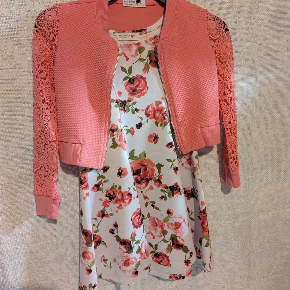 Knitworks Pink Floral Kids Casual Dress